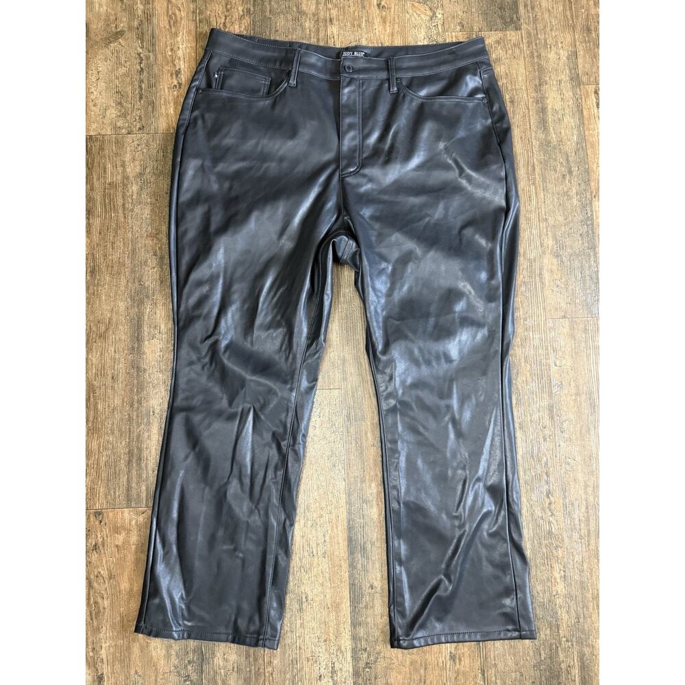 Judy Blue Faux Leather Jeans Womens Size 22W Black Tummy Control High Rise Flare